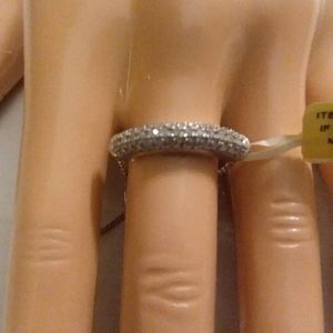 WHITE DIAMOND RING,  BAR, ADJUSTABLE, 4-10"